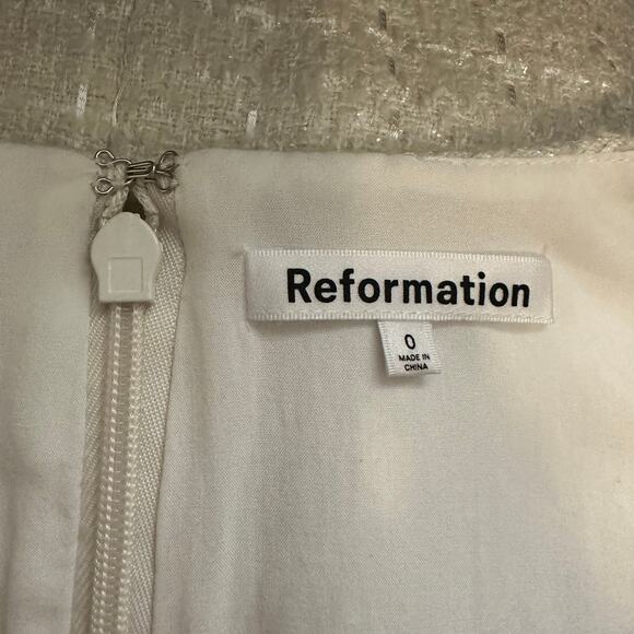 Reformation Aliana Tweed Mini Dress Ivory - Picture 8 of 11